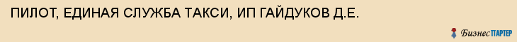 ПИЛОТ, ЕДИНАЯ СЛУЖБА ТАКСИ, ИП ГАЙДУКОВ Д.Е., Тула